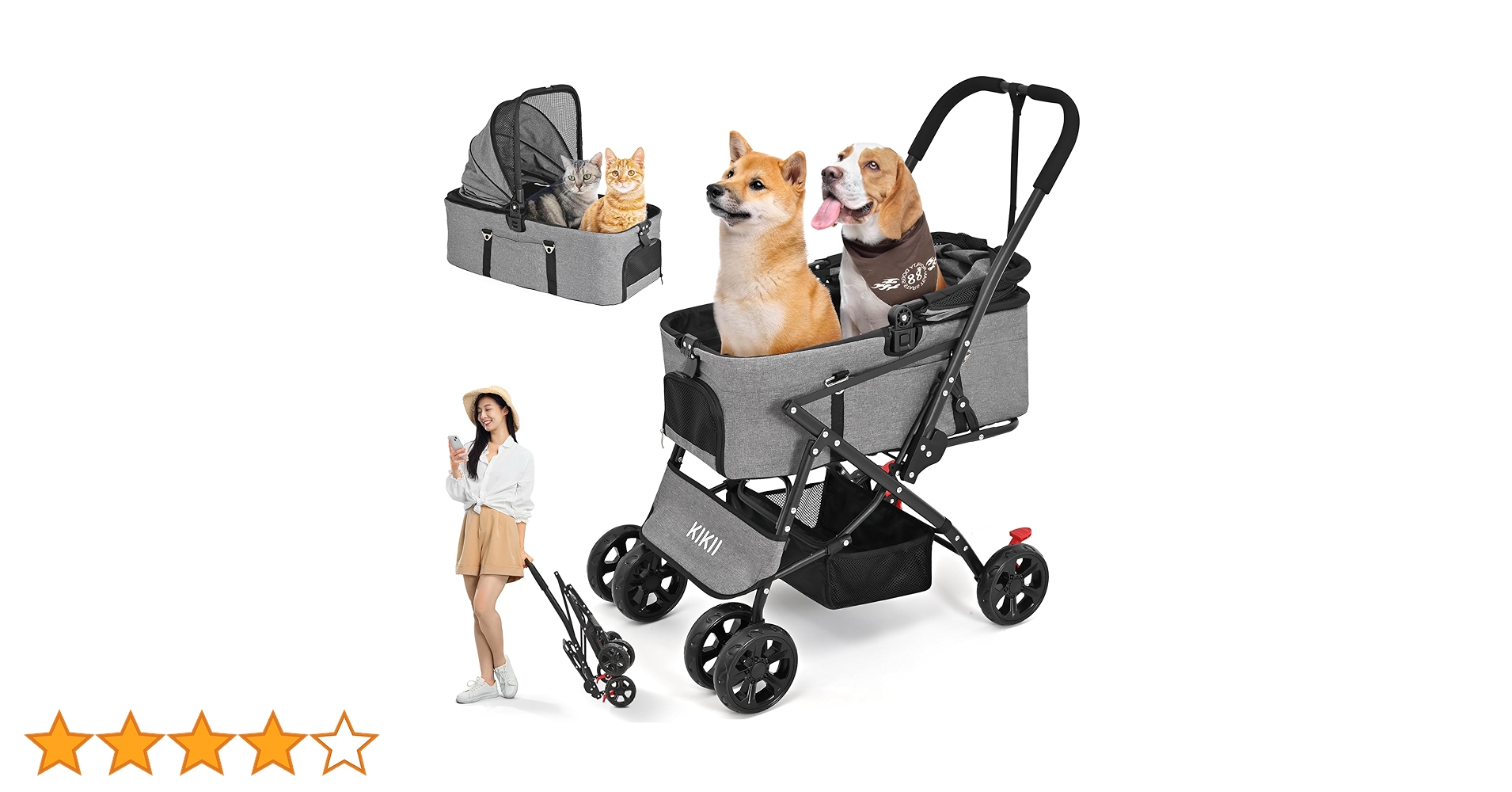 KIKIIペットカート 犬用ベビーカー 猫バギー Amazon.co.jp: KIKII ペットカート 犬用ベビーカー 犬 猫バギー